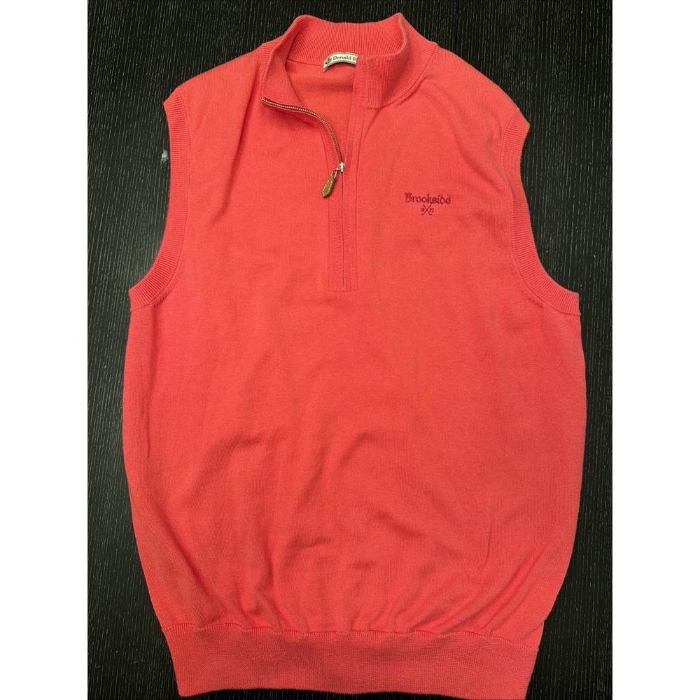 Donald Ross Brookside 1922 Coral Quarter Zip Golf Sweater Vest Mens M
